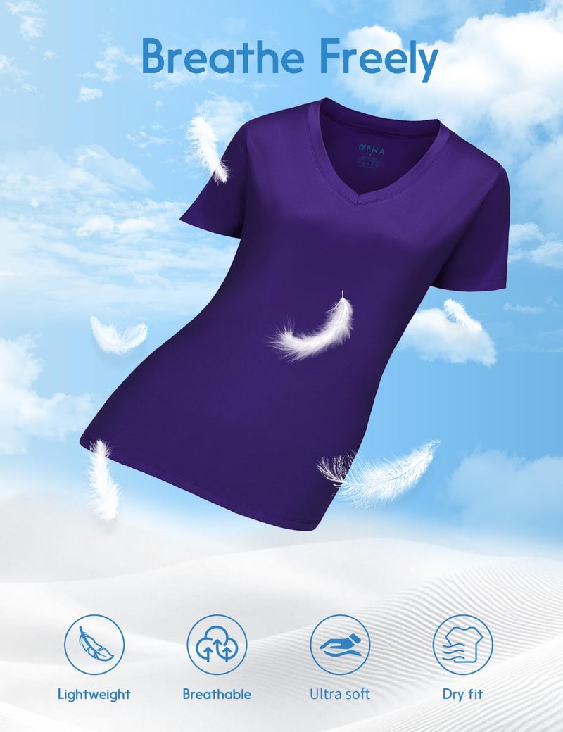 Opna Women's Short Sleeve Moisture Wicking Athletic Shirts Purple - Image 4